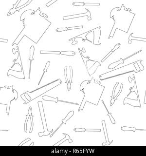 Vector pattern in flat style - hand tools for repair and woodwork Stock Vector