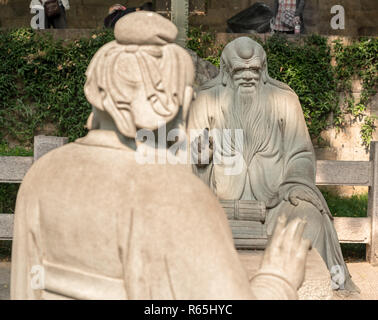 Confucius in discussion with Lao Tze at Laoshan near Qingdao Stock Photo