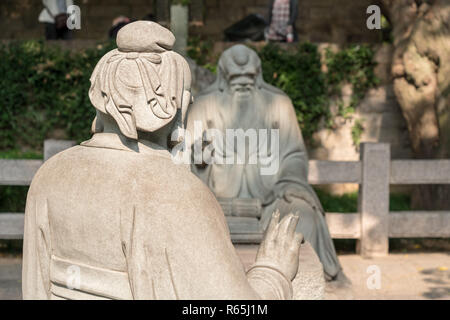 Confucius in discussion with Lao Tze at Laoshan near Qingdao Stock Photo