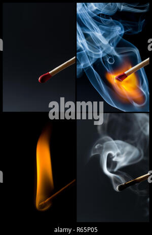 four stages while burning a match Stock Photo