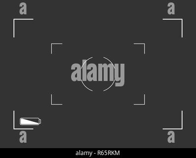 White and black viewfinder camera recording. Modern camera focusing screen. Vector illustration Stock Photo