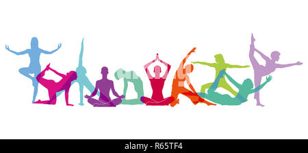 yoga figures composition Stock Photo