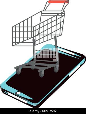smartphone with cart shopping vector illustration design Stock Vector