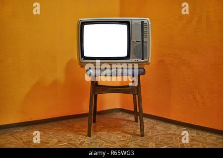 Old TV blank screen Stock Photo