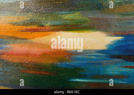 Horizontal smears of watercolor paint on canvas Stock Photo