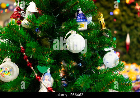 Christmas tree in the shopping center GUM on red square in Moscow. Stock Photo