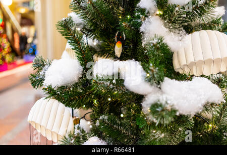 Christmas tree in the shopping center GUM on red square in Moscow. Stock Photo