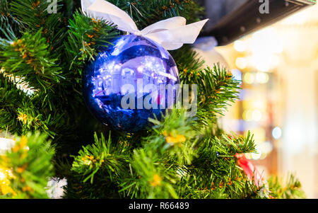 Christmas tree in the shopping center GUM on red square in Moscow. Stock Photo