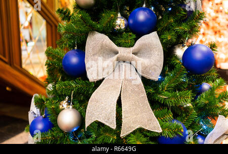 Christmas tree in the shopping center GUM on red square in Moscow. Stock Photo