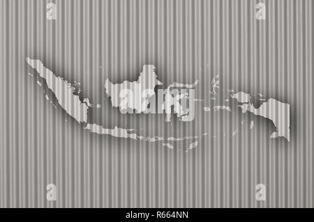 map of indonesia on corrugated iron Stock Photo