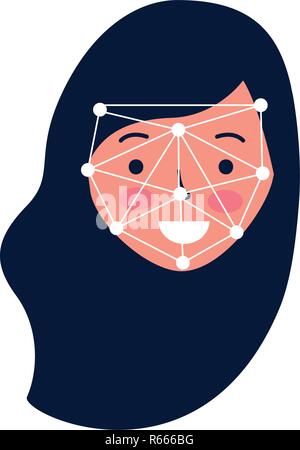 woman face scan process gadget vector illustration Stock Vector