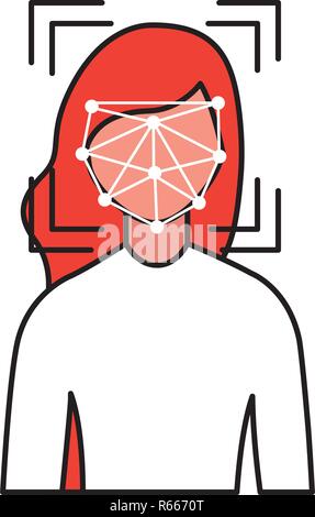 woman face scan process gadget vector illustration Stock Vector