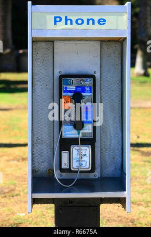 Public payphone in working order, something of a novelty these days where everyone carries a cellphone Stock Photo