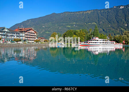 Ferry docked at Benign on Lake Brienz Stock Photo