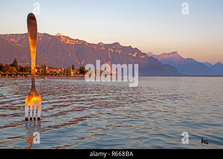 The Fork in Lake Geneva at Vevey Stock Photo