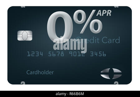 Many credit card offers now include zero percent annual percentage rate for 12-15 months and this generic mock card illustrates these offers. This is  Stock Photo