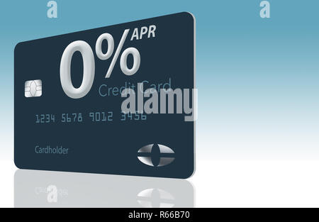 Many credit card offers now include zero percent annual percentage rate for 12-15 months and this generic mock card illustrates these offers. This is  Stock Photo