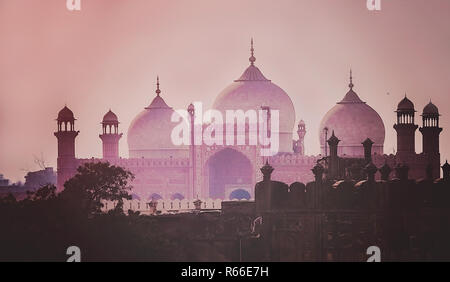 Domes of the The Badshahi Mosque Stock Photo