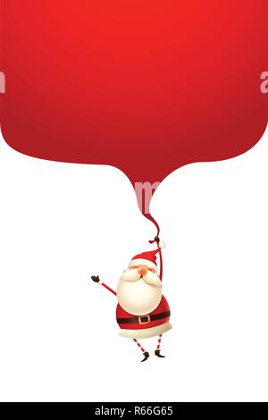 Santa Claus pull gifts bag down - Christmas template isolated on white background Stock Vector