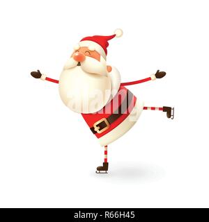 Cute Santa Claus on slides isolated on white background Stock Vector