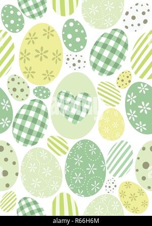 Happy Easter pattern - pastel green eggs Stock Vector