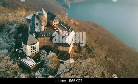 waldeck castle north hesse - aerial view Stock Photo