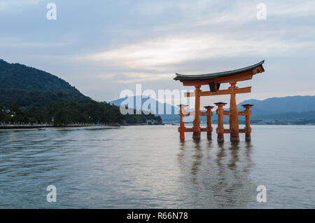 The great O-Torii of Itsukushima Shrine in Miyajima island, Hiroshima, Japan Stock Photo