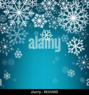 Christmas snowflakes on blue background. Vector illustration Stock Vector