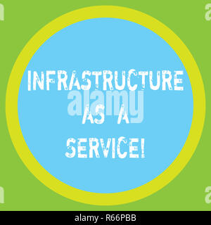 Conceptual hand writing showing Infrastructure As A Service. Business photo showcasing Network technologies assistance and support Big Circle Inside A Stock Photo