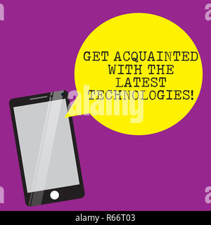 Handwriting Text Writing Get Acquainted With The Latest Technologies Concept Meaning Be Up To Date Have Knowledge Man In Suit Standing Holding Horizo Stock Photo Alamy