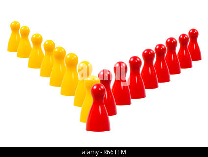 Two rows of pawns comming together Stock Photo