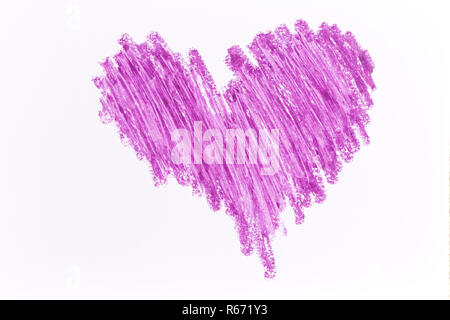 Purple heart crayon draw Stock Photo