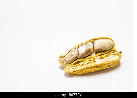 Peanuts boiled and peeled on a white background. Stock Photo