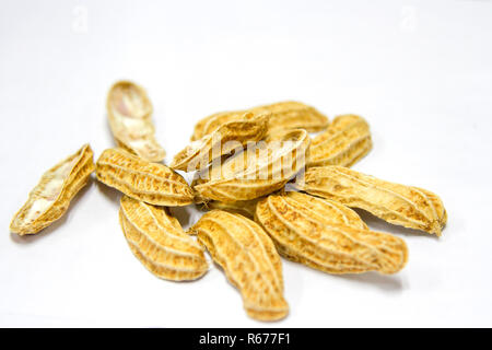 Peanut shell boiled on a white background Stock Photo