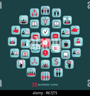 Flat icons set for web. Business finance office. Vector illustration Stock Vector