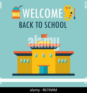 Welcome back to school background Design template in flat style Vector illustration Stock Vector