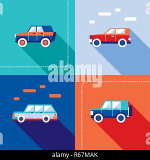 Stylish car icon set. Modern flat design style. Vector illustration Stock Vector