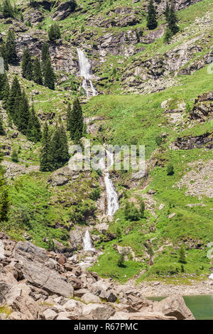 Scenic view of the mountains beside Campiccioli Dam, Antrona National Park, Piedmont, Italy, Stock Photo