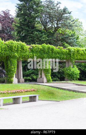 Green pergola in Szczytnicki Park, Wroclaw, Poland Stock Photo