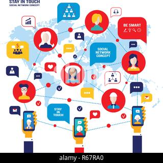 Social network concept People avatars mobile smart phones business icons for web Vector illustration Stock Vector