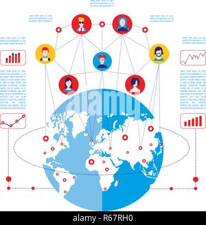Social network concept  Global communication infographic elements Vector illustration Stock Vector