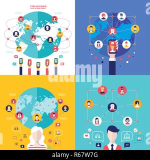 Social Network Technology Banner set User Communications on web concept Vector illustration Stock Vector