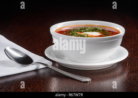 One aromatic portion of borscht Stock Photo