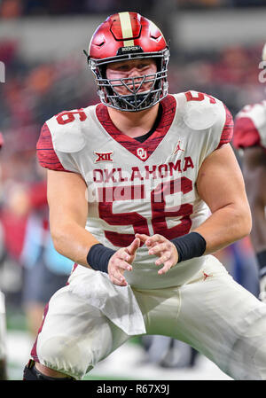 December 01, 2018: Oklahoma Sooners offensive lineman Creed Humphrey #56 in the NCAA Big 12 Championship Football game between the University of Texas Longhorns and the University of Oklahoma Sooners at AT&T Stadium in Arlington, TX Oklahoma defeated Texas 39-27 Albert Pena/CSM Stock Photo