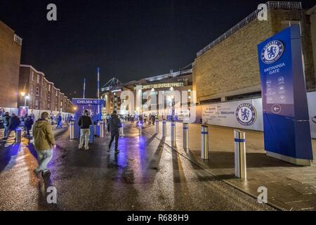 South West London, UK. 30th Nov, 2018. Entrance to the stadium. Stamford Bridge, a football stadium home of Chelsea FC in South West London, England, UK. It is commonly known as The Bridge, it was first built in 1876. Credit: Pavlos Oikonomou/SOPA Images/ZUMA Wire/Alamy Live News Stock Photo