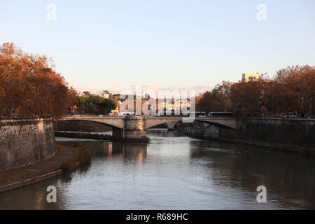 Rome. 4th Dec, 2018. Photo taken on Dec. 4, 2018 shows a scene in fall foliage along the Tiber River in Rome, Italy. Credit: Cheng Tingting/Xinhua/Alamy Live News Stock Photo
