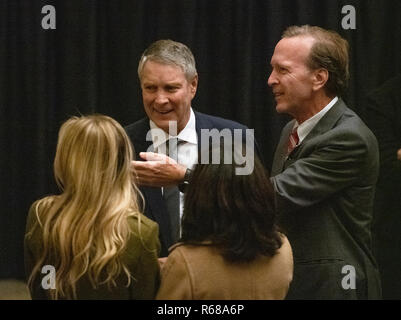 Washington, United States Of America. 03rd Dec, 2018. Neil Bush, son of former United States President George H.W. Bush, greets former US Senate Majority Leader Bill First (Republican of Tennessee) as they pay respects to his Dad as he lies in state in the Rotunda of the US Capitol on Monday, December 3, 2018. Credit: Ron Sachs/CNP (RESTRICTION: NO New York or New Jersey Newspapers or newspapers within a 75 mile radius of New York City) | usage worldwide Credit: dpa/Alamy Live News Stock Photo