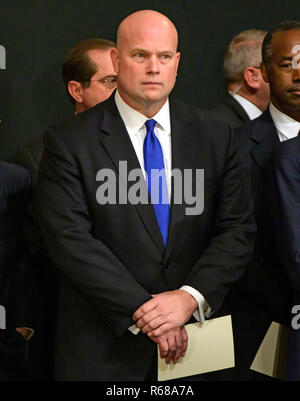 Washington, United States Of America. 03rd Dec, 2018. Acting Attorney General Matthew G. Whitaker waits for the ceremony honoring former United States President George H.W. Bush, who will Lie in State in the Rotunda of the US Capitol, to begin on Monday, December 3, 2018. Credit: Ron Sachs/CNP (RESTRICTION: NO New York or New Jersey Newspapers or newspapers within a 75 mile radius of New York City) | usage worldwide Credit: dpa/Alamy Live News Stock Photo