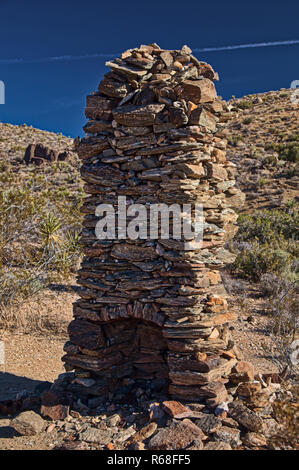 Stone fireplace on Lost Horse Loop in Joshua Tree National Park Stock Photo