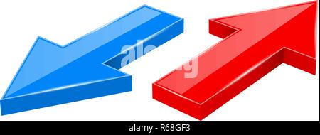 Arrows. Red and blue 3d web icons Stock Vector